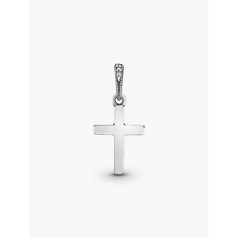 Cross silver pendant with clear cubic zirconia