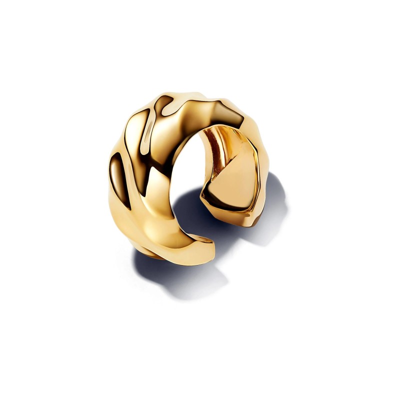 Rippled 14k gold-plated ear cuff