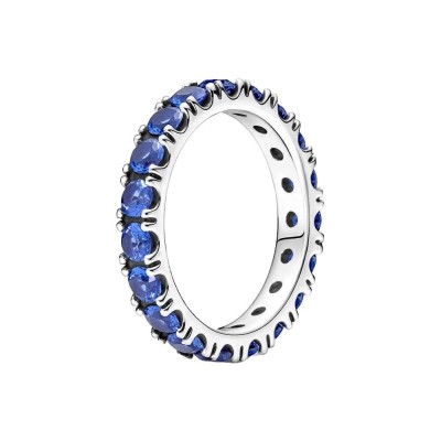 Sterling silver ring with princess blue crystal