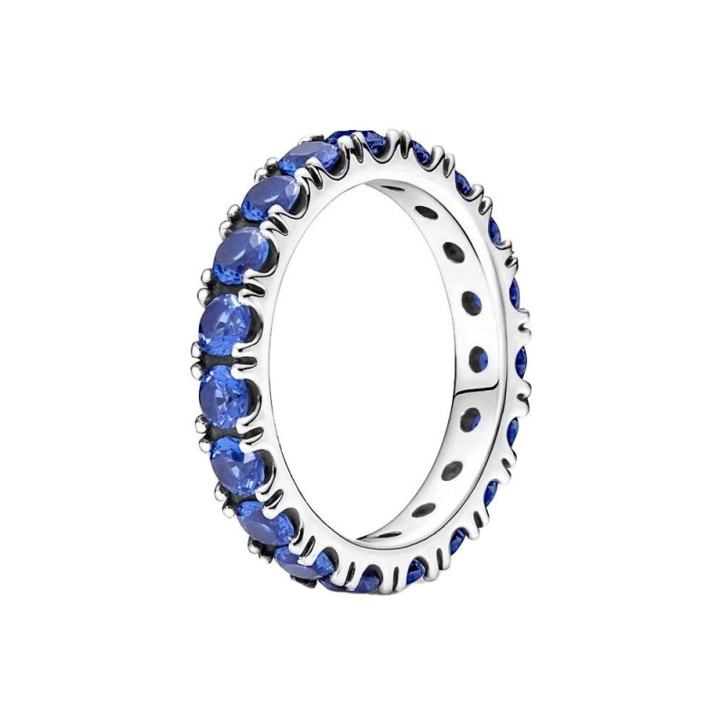 Sterling silver ring with princess blue crystal
