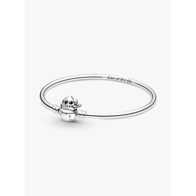 Disney Stitch sterling silver bangle with black, blue and purple ename