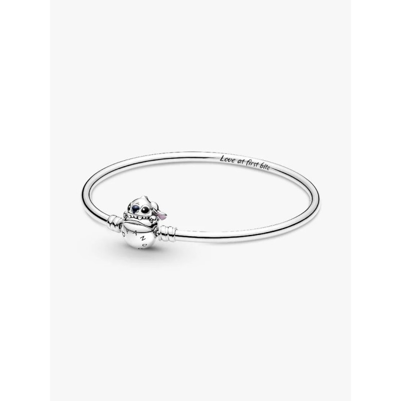 Disney Stitch sterling silver bangle with black, blue and purple ename
