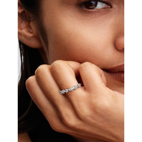 Bow sterling silver ring with clear cubic zirconia