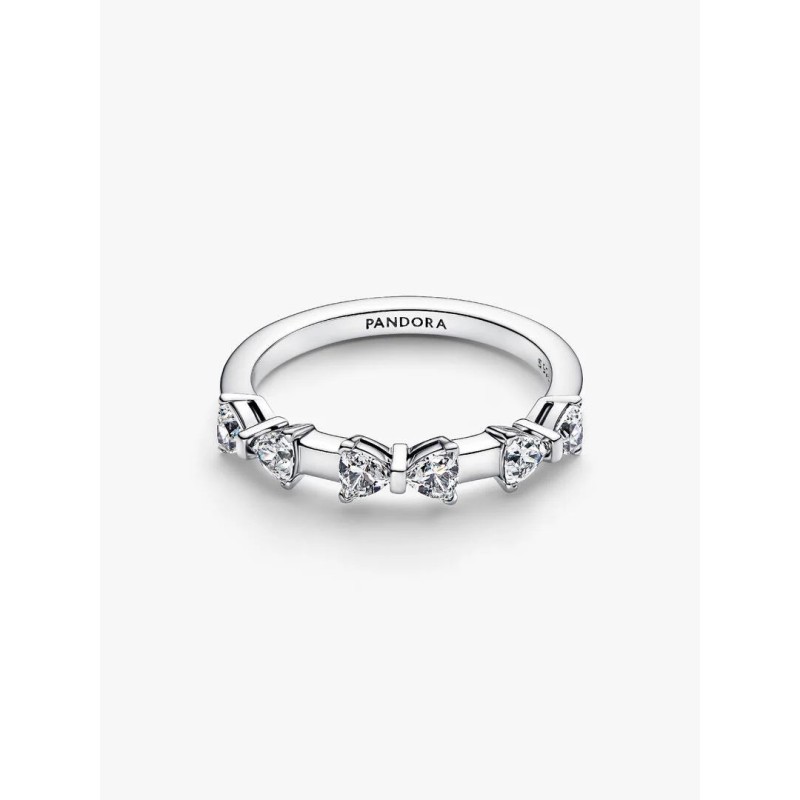 Bow sterling silver ring with clear cubic zirconia