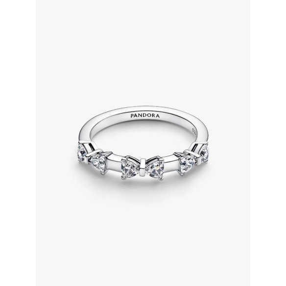 Bow sterling silver ring with clear cubic zirconia