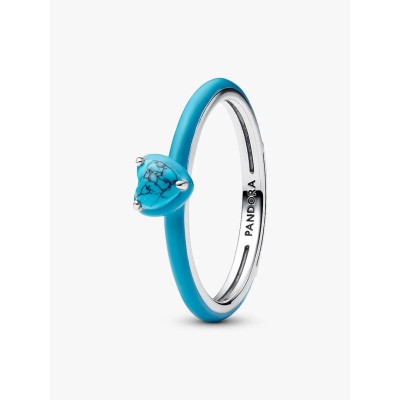 Heart sterling silver ring with imitation turquoise and turquoise enam