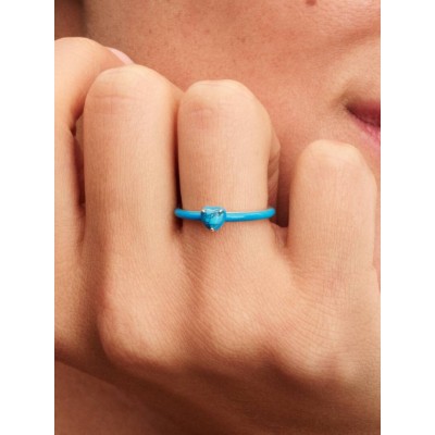 Heart sterling silver ring with imitation turquoise and turquoise enam 2