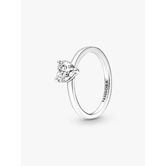 Heart sterling silver ring with clear cubic zirconia