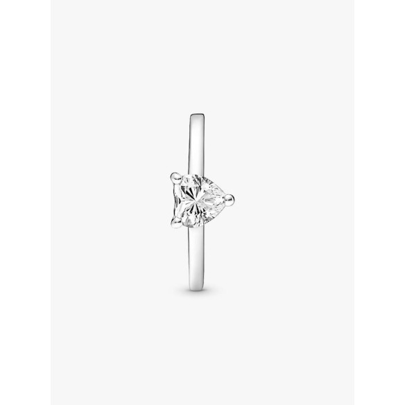 Heart sterling silver ring with clear cubic zirconia