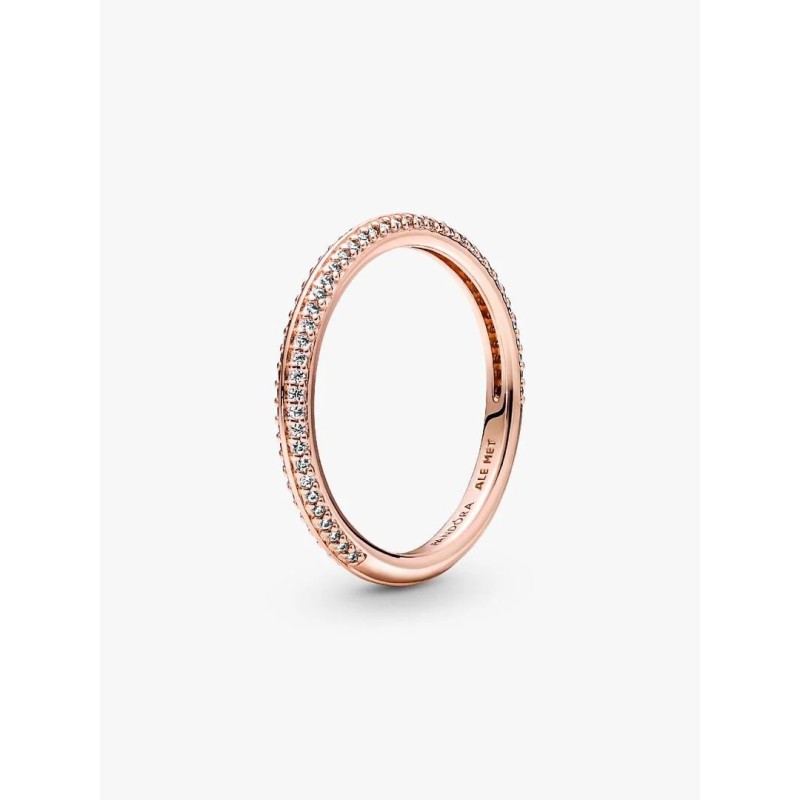 14k Rose gold-plated ring with clear cubic zirconia