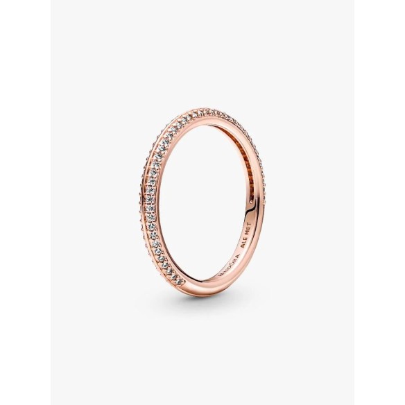 14k Rose gold-plated ring with clear cubic zirconia