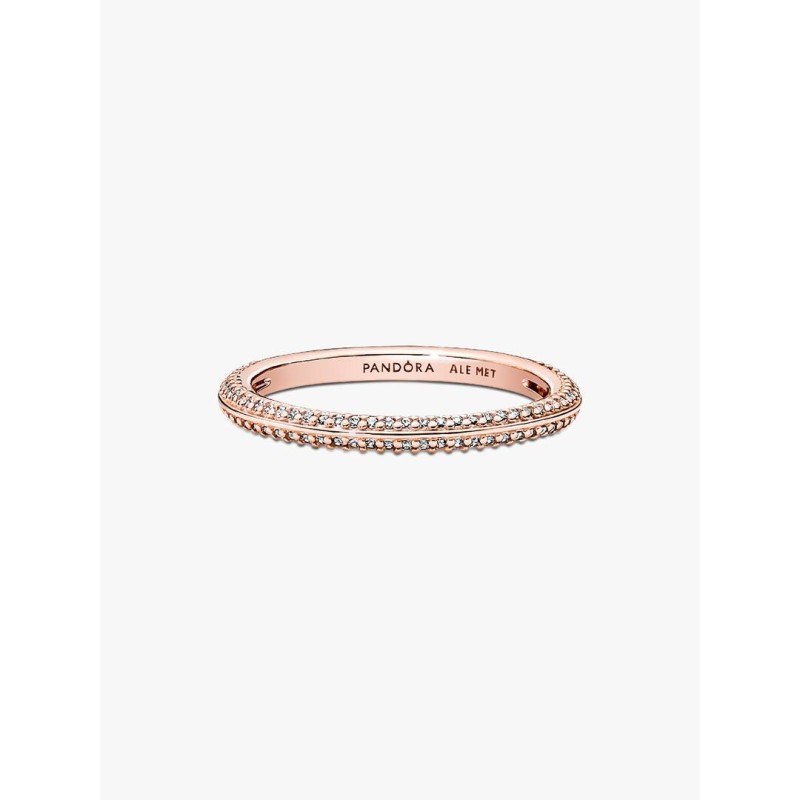 14k Rose gold-plated ring with clear cubic zirconia