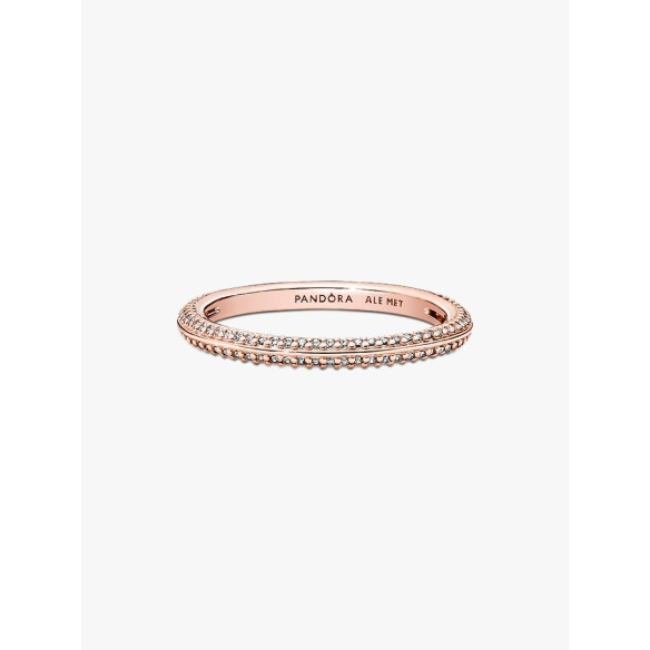 14k Rose gold-plated ring with clear cubic zirconia