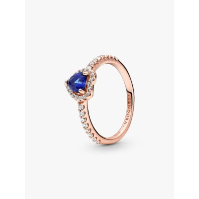Heart 14k rose gold-plated ring with clear cubic zirconia and twilight