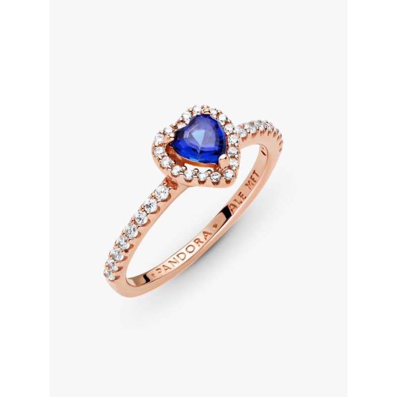 Heart 14k rose gold-plated ring with clear cubic zirconia and twilight