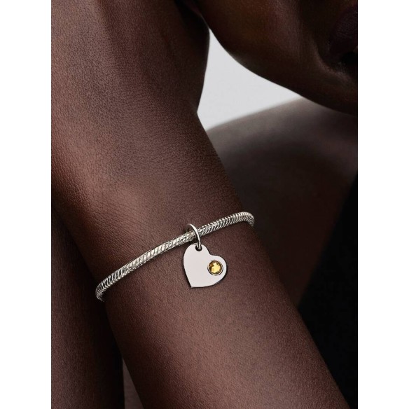 Charm Pendente Cuore con Pietra Miele Novembre da incidere