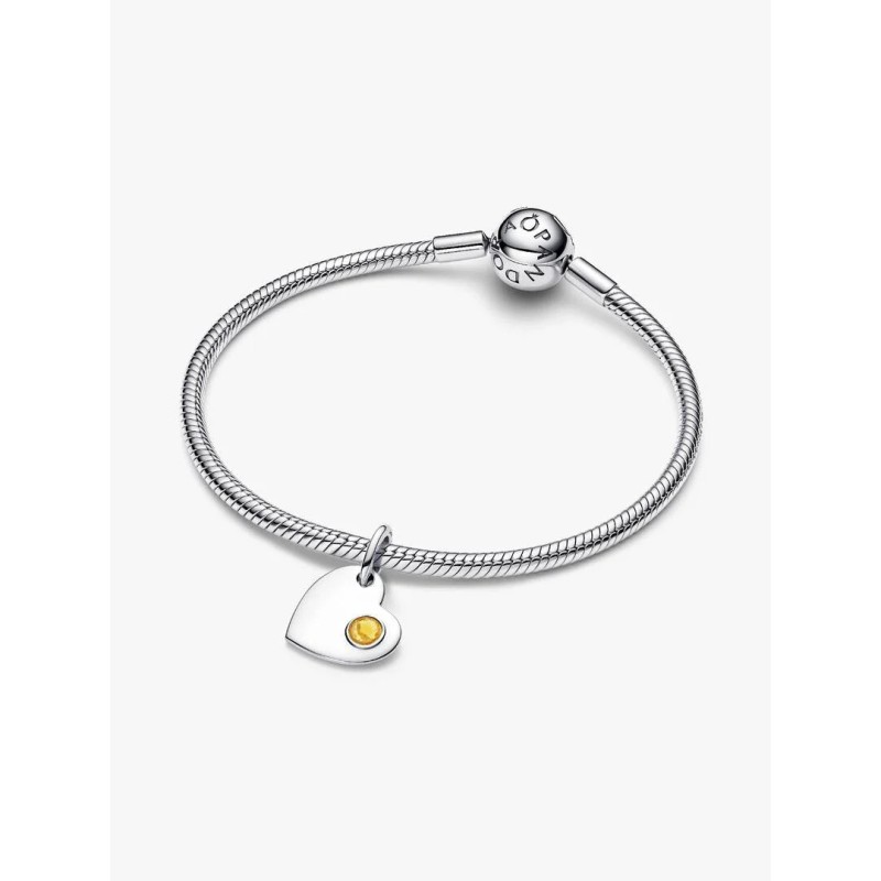 Charm Pendente Cuore con Pietra Miele Novembre da incidere