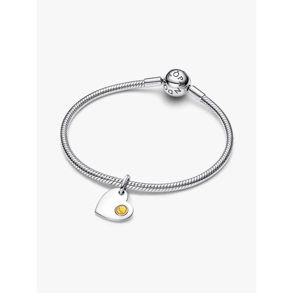 Charm Pendente Cuore con Pietra Miele Novembre da incidere