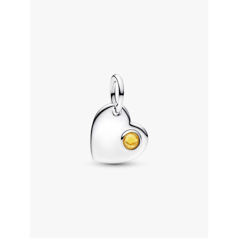 Charm Pendente Cuore con Pietra Miele Novembre da incidere