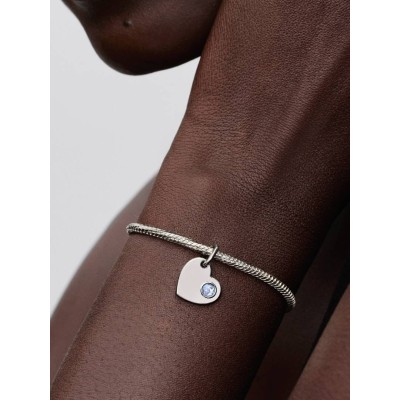 Engravable heart sterling silver dangle with sea aqua blue crystal 2