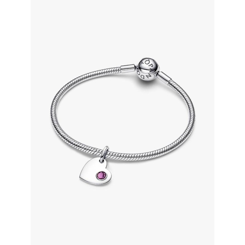 Engravable heart sterling silver dangle with sweet grape purple crysta