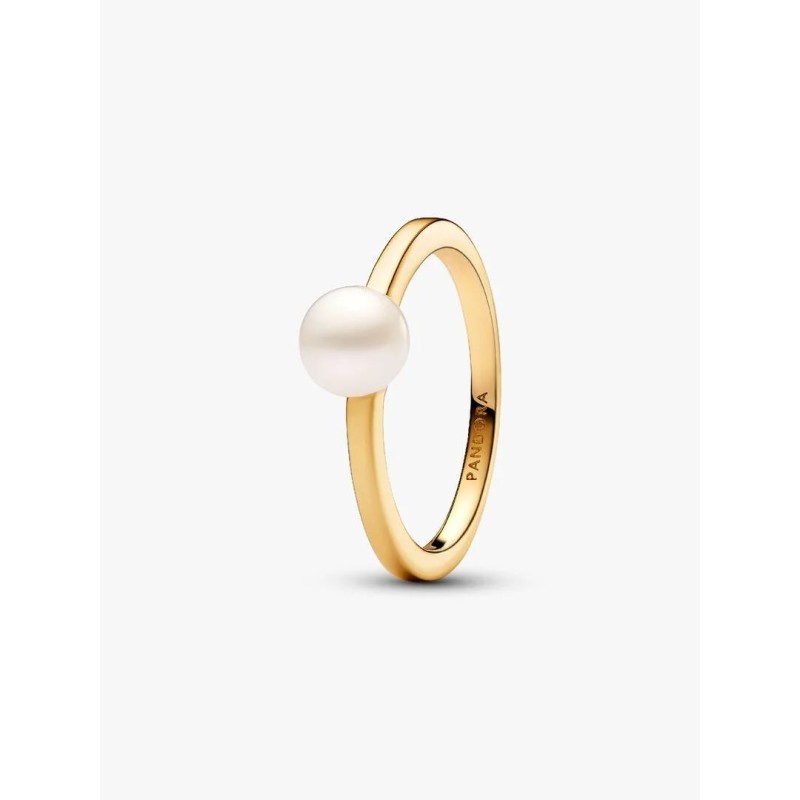 14k Gold-plated ring with white treated freshwater cultured pearl