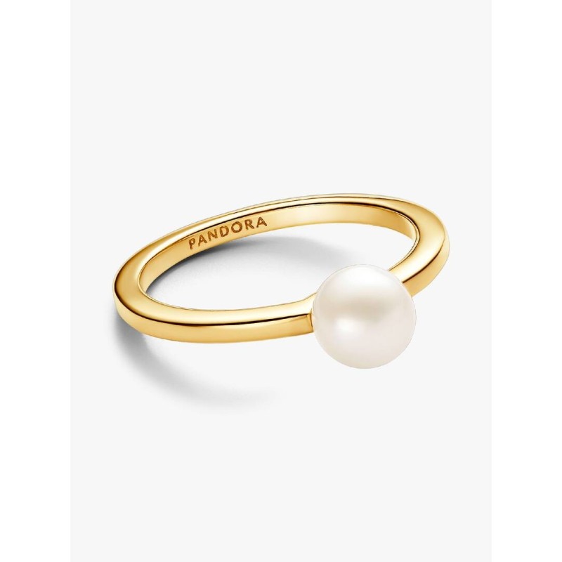 14k Gold-plated ring with white treated freshwater cultured pearl