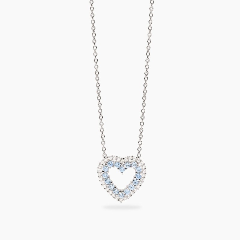 COLLANA DONNA CUORE ARGENTO E ZIRCONI