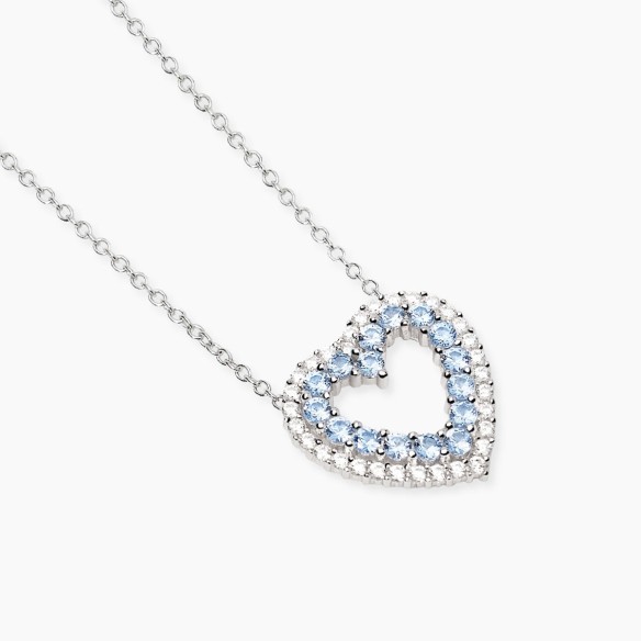 COLLANA DONNA CUORE ARGENTO E ZIRCONI