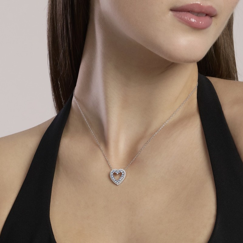 COLLANA DONNA CUORE ARGENTO E ZIRCONI