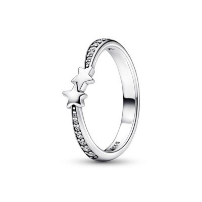 Stars sterling silver ring with clear cubic zirconia