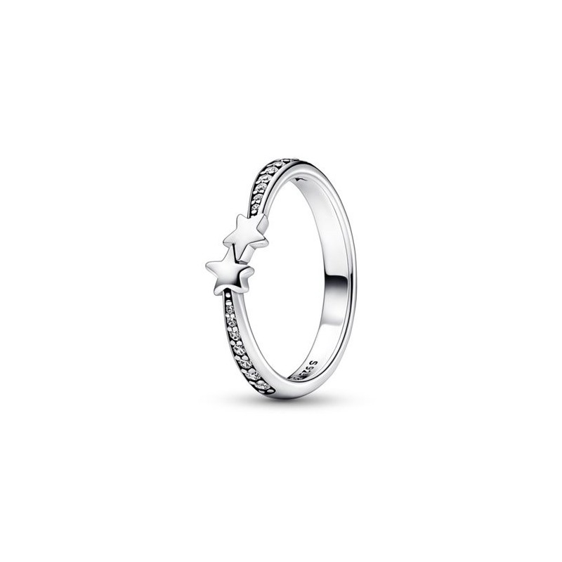 Stars sterling silver ring with clear cubic zirconia