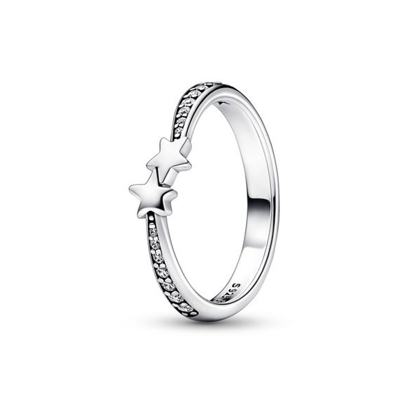 Stars sterling silver ring with clear cubic zirconia