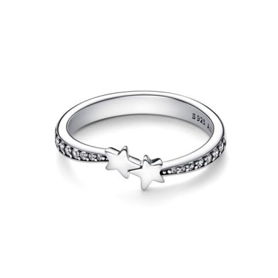 Stars sterling silver ring with clear cubic zirconia 2