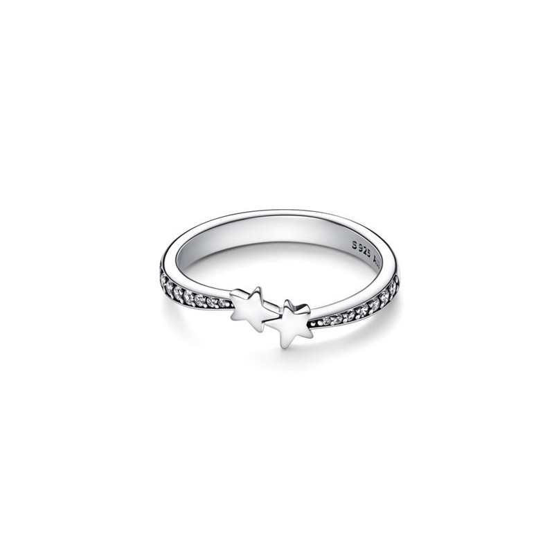 Stars sterling silver ring with clear cubic zirconia