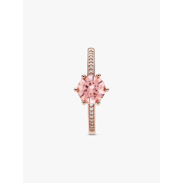 Crown Pandora Rose ring with blush pink crystal and clear cubic zircon