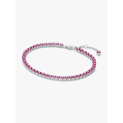 Sterling silver tennis bracelet with dark phlox pink crystal