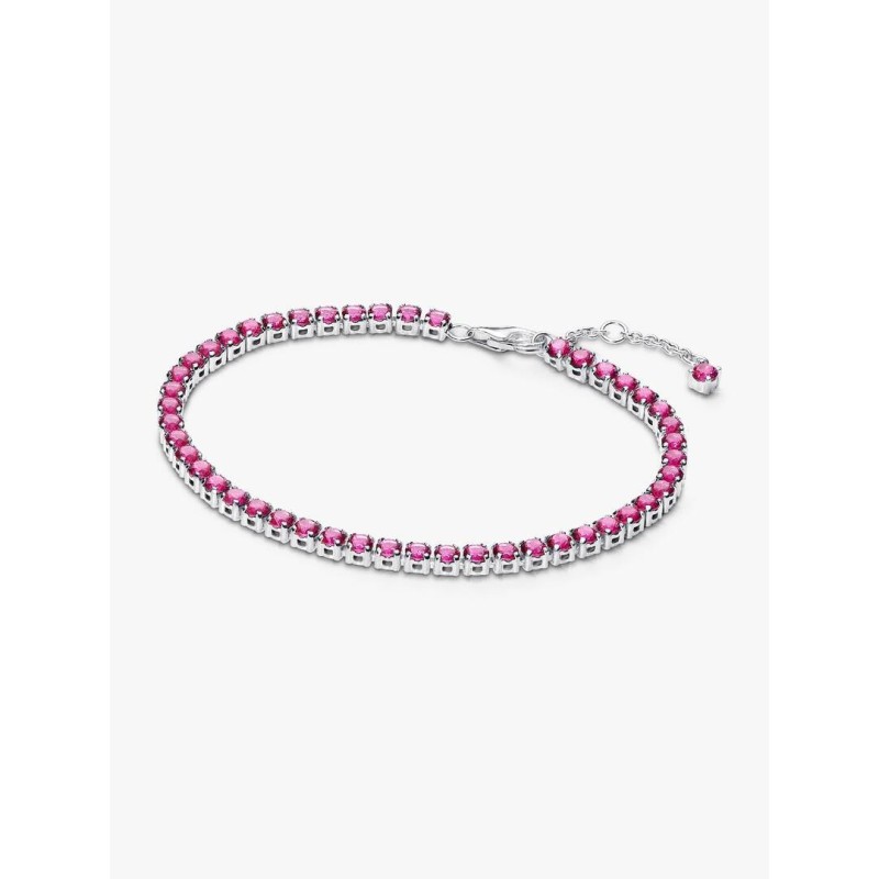 Sterling silver tennis bracelet with dark phlox pink crystal