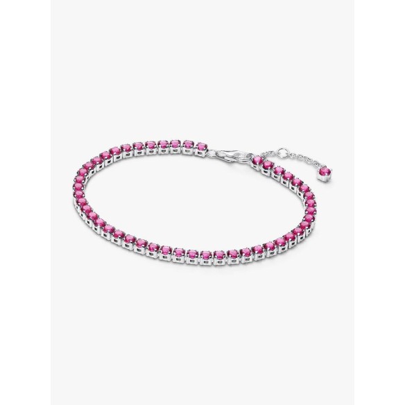 Sterling silver tennis bracelet with dark phlox pink crystal