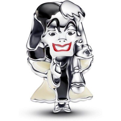 Disney Villains Cruella De Vil sterling silver charm with black, red a