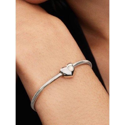 Engravable heart sterling silver charm with bioresin man-made mother o 2