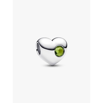 Engravable heart sterling silver charm with spring green crystal