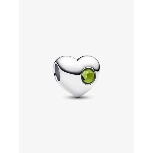 Engravable heart sterling silver charm with spring green crystal