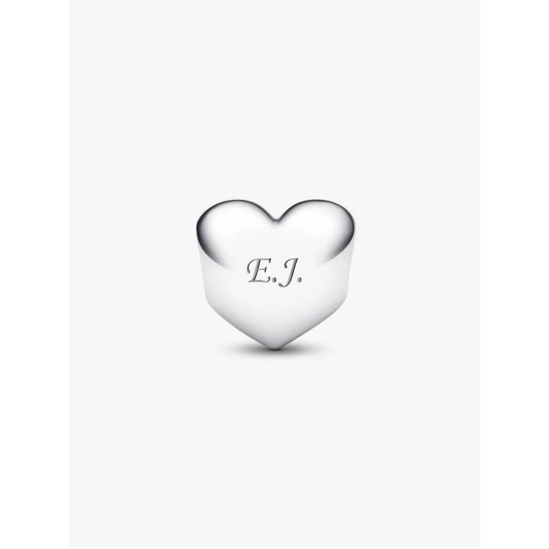 Engravable heart sterling silver charm with salsa red crystal