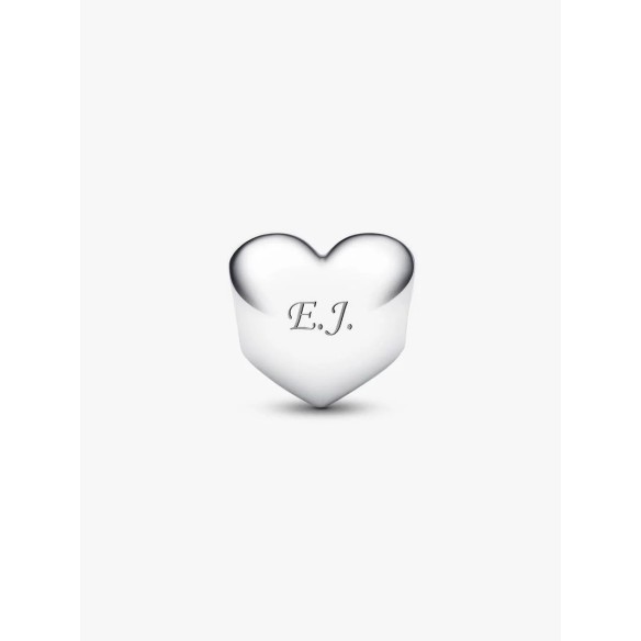 Engravable heart sterling silver charm with salsa red crystal