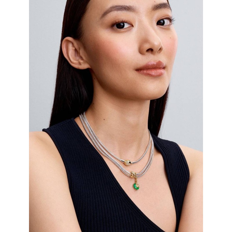 Snake 14k gold-plated dangle with red, clear cubic zirconia and green