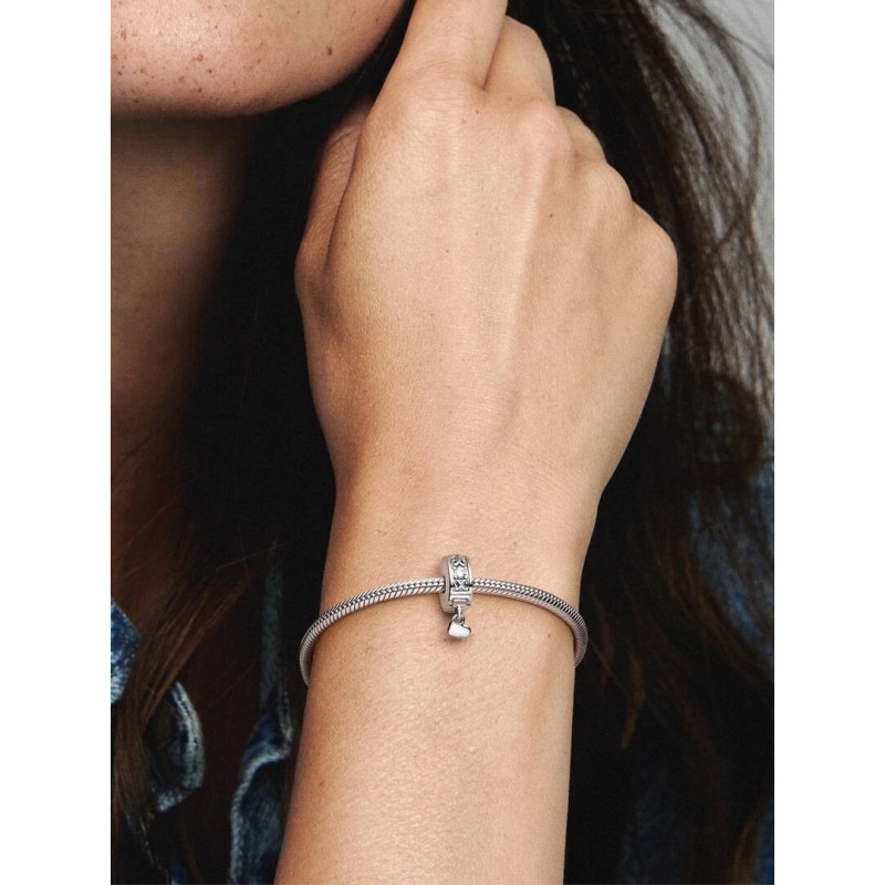 Infinity sterling silver clip with clear cubic zirconia and silicone g