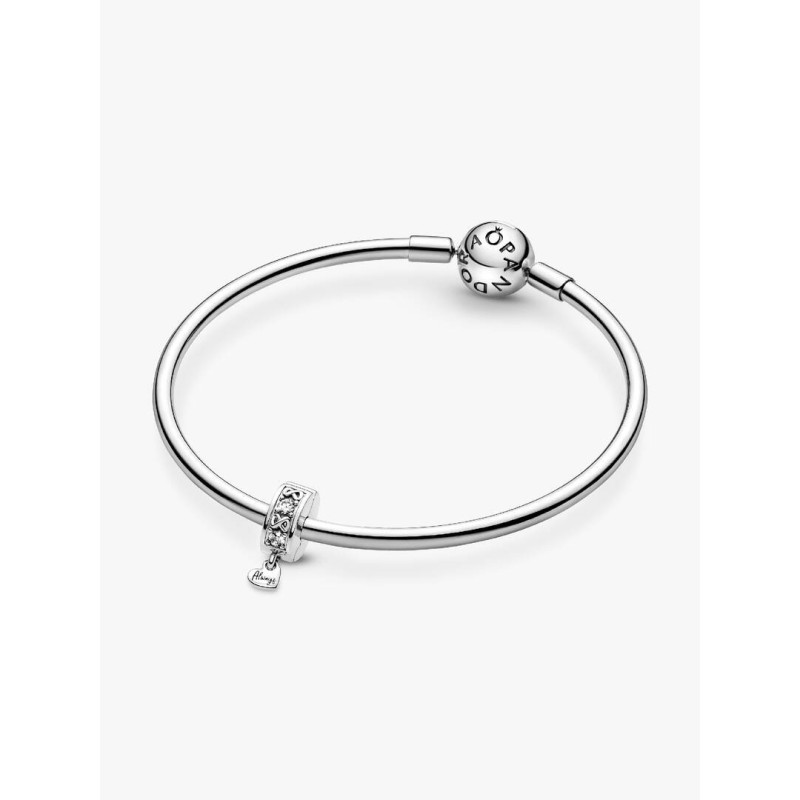 Infinity sterling silver clip with clear cubic zirconia and silicone g