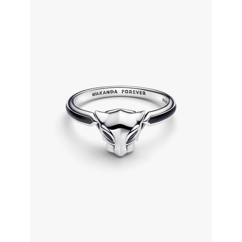 Marvel Black Panther sterling silver ring with black crystal and black
