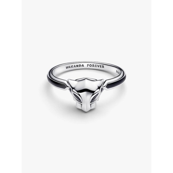 Marvel Black Panther sterling silver ring with black crystal and black